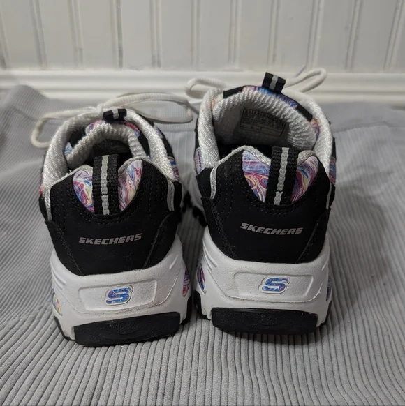 Skechers D’Lites Black Chunky Sneakers Rainbow Y2K Dad Shoes - Picture 5 of 10